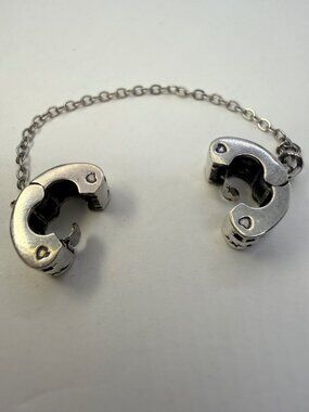 Silver Plated Celestial Moon & Star Clip Safety Chain Charm